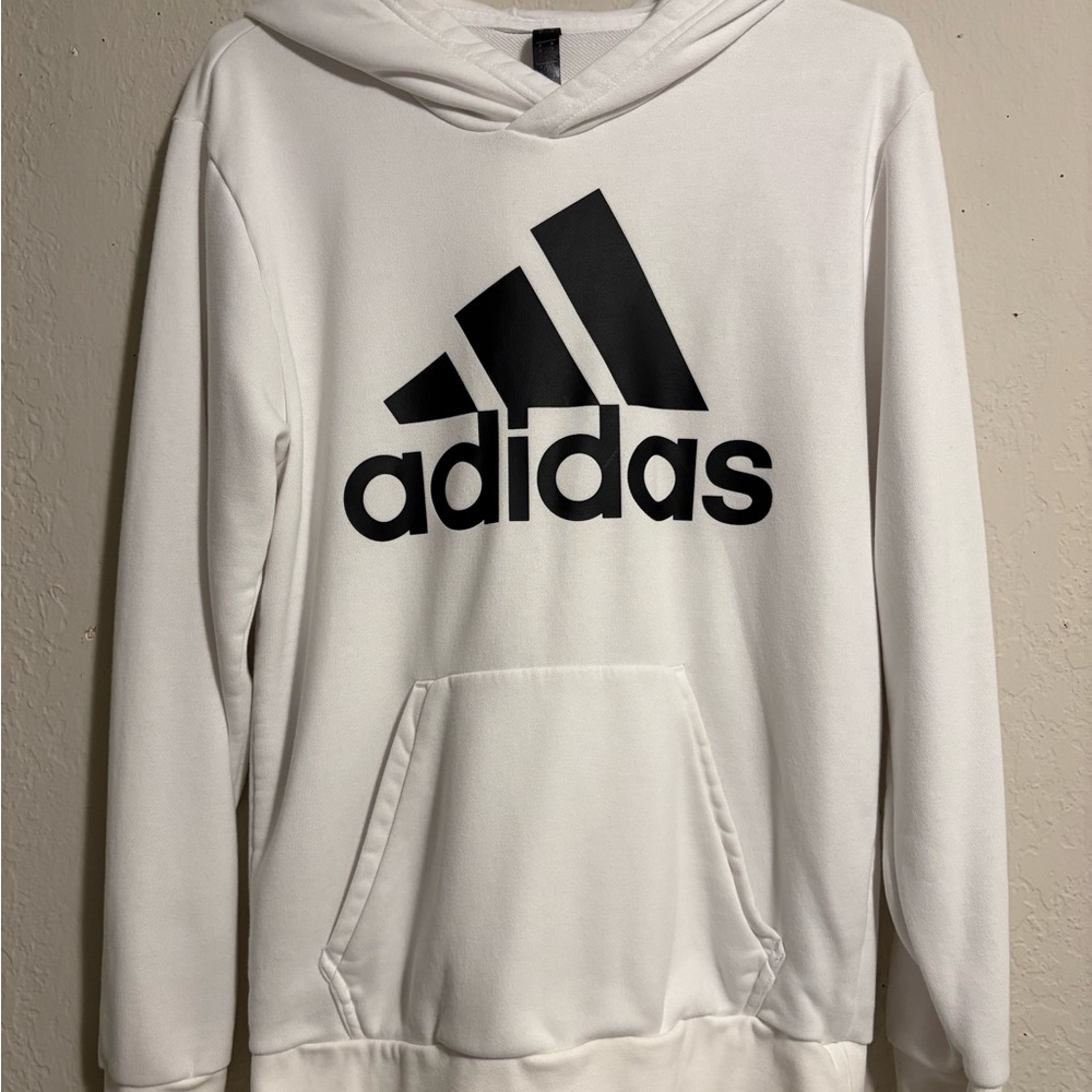 Adidas Men's White Hoodie Sweater